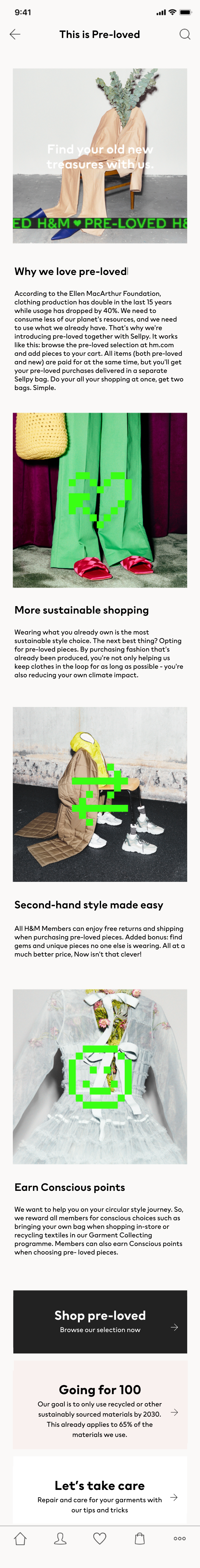 H&M Pre-Loved landing page