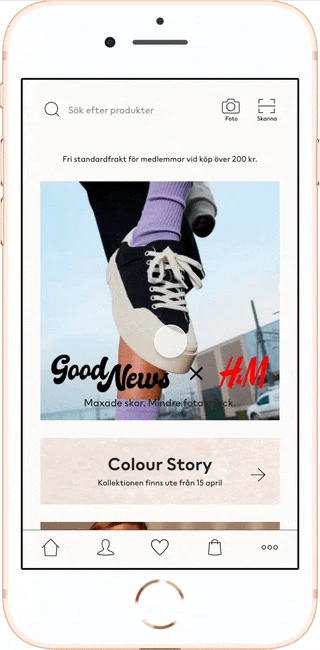 Sprint concept — secondhand assortment inside a familiar H&M shopping path